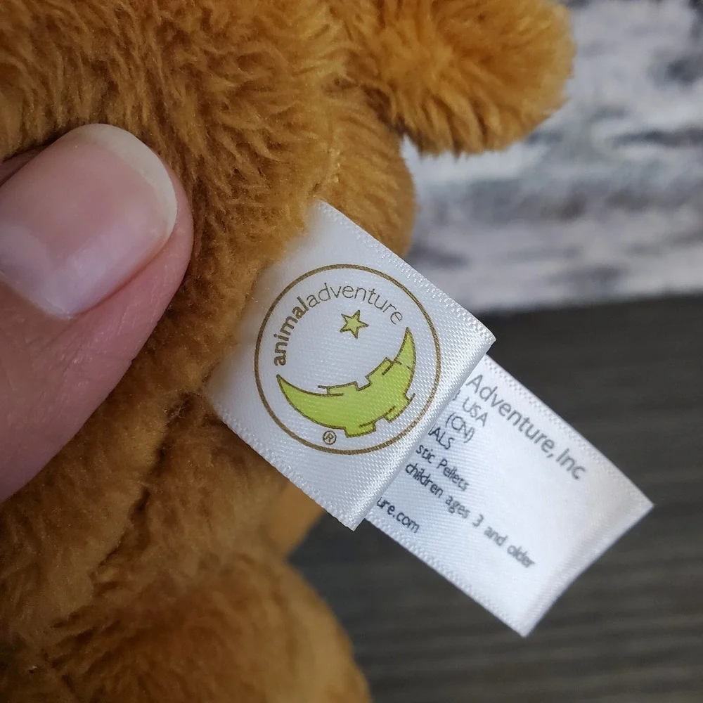Animal Adventure Brown Teddy Bear Plush Navy Stripe Bow 12
